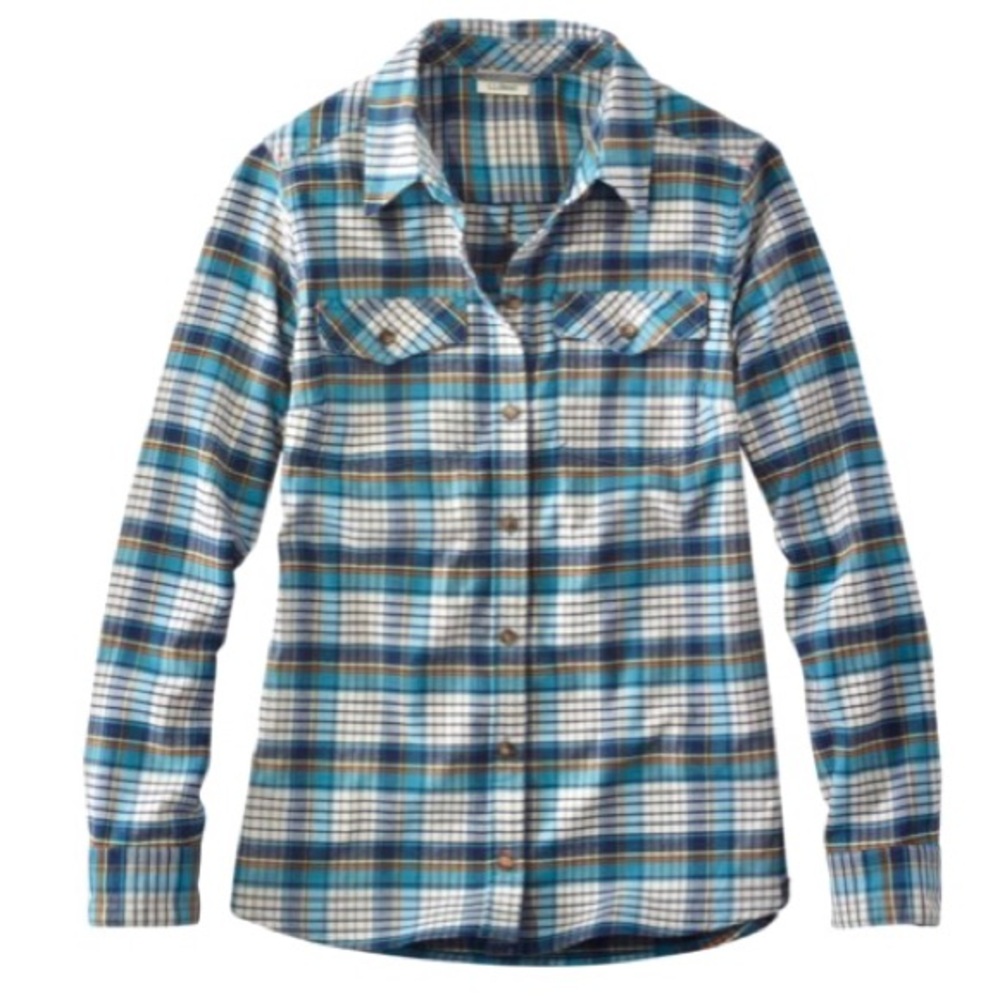 L.L. Bean Blue White Plaid Button-Down Shirt